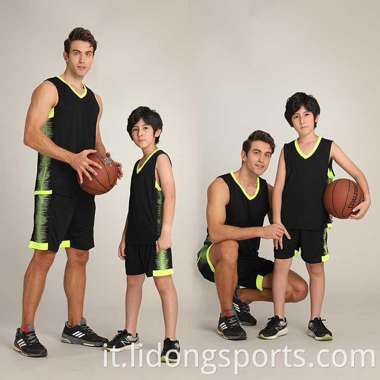 Ultima maglia da basket a secco rapido Black Black and Green Design Vendita calda Elegante abbigliamento da basket